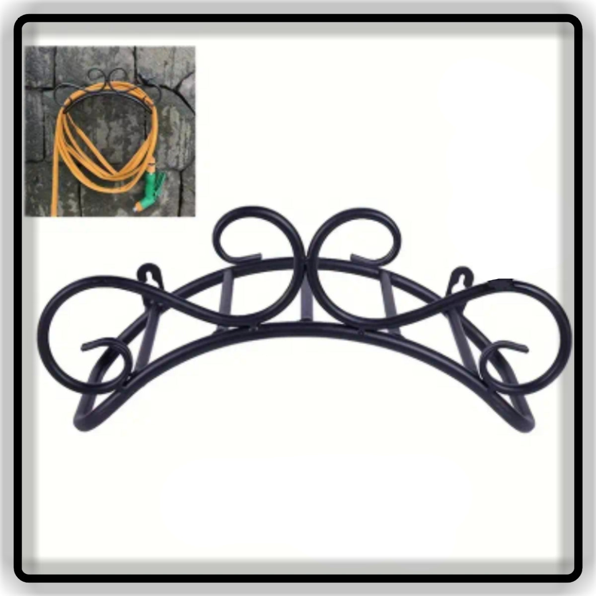 Black Metal Garden Hose & Water Pipe Holder Stand
