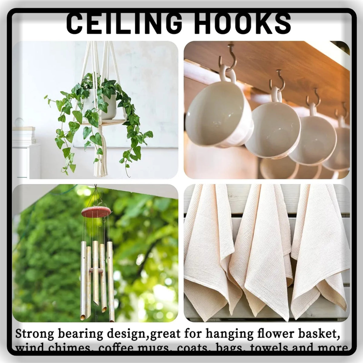 4pcs Heavy Duty Iron Wall Mounted Utility Hook