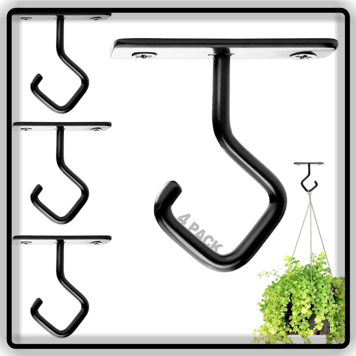 4pcs Heavy Duty Iron Wall Mounted Utility Hook