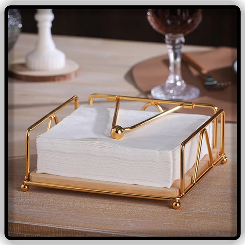 Tissue Holder Stand Black, Gold and White