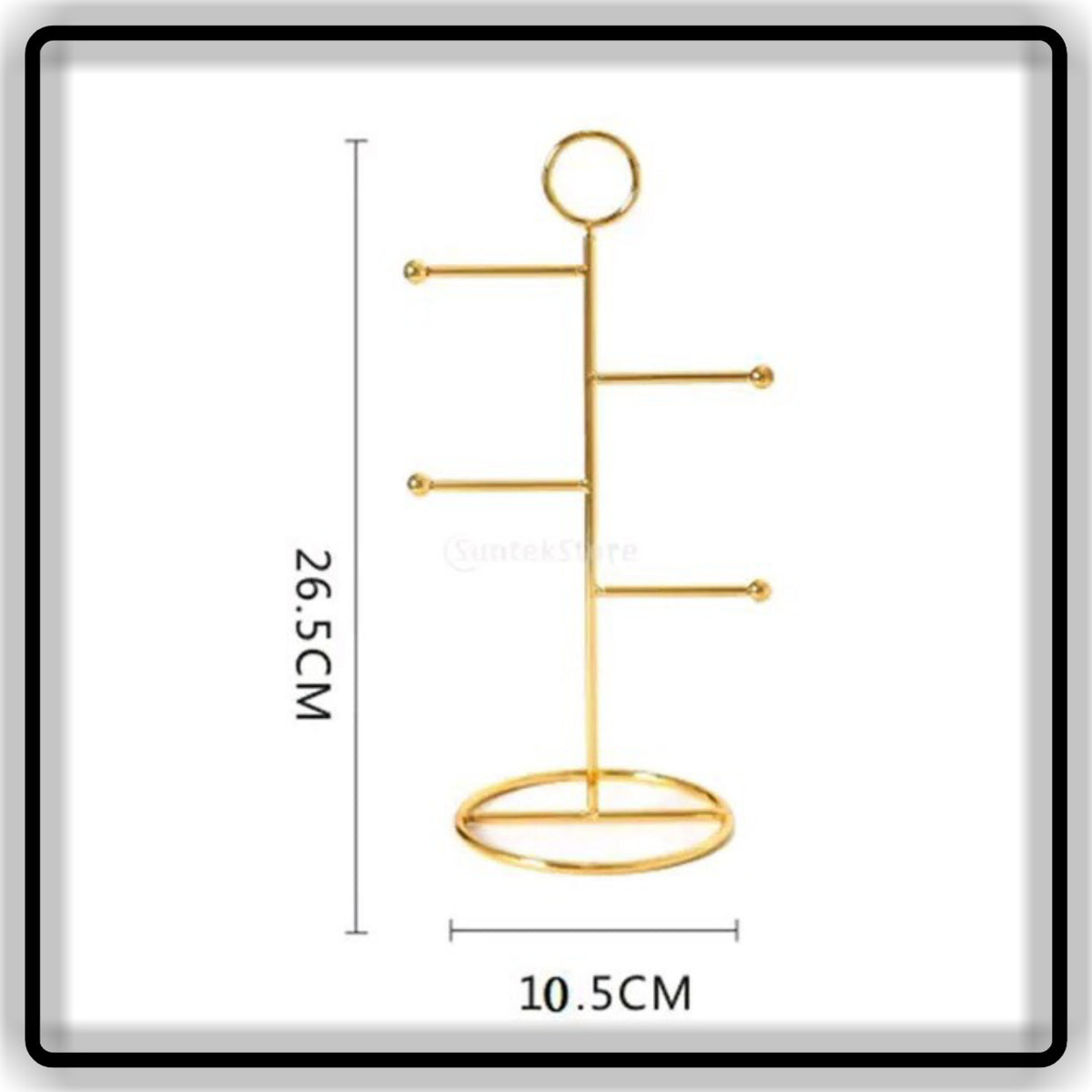 Tangle-Free Jewelry Organizer Stand – Golden Metal Multi-Tier Earring & Chain Holder