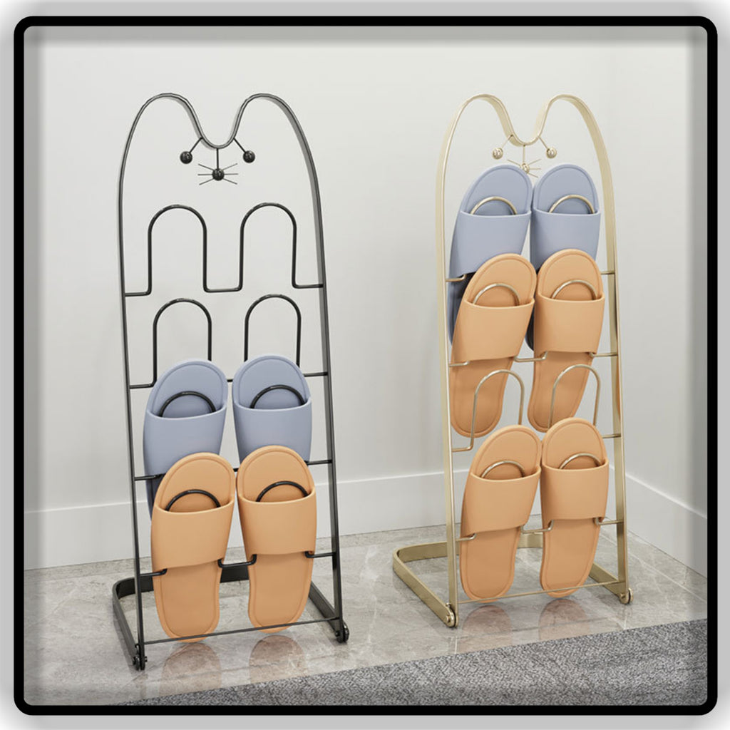 3-Tier Shoe Organizer Black, Gold and White