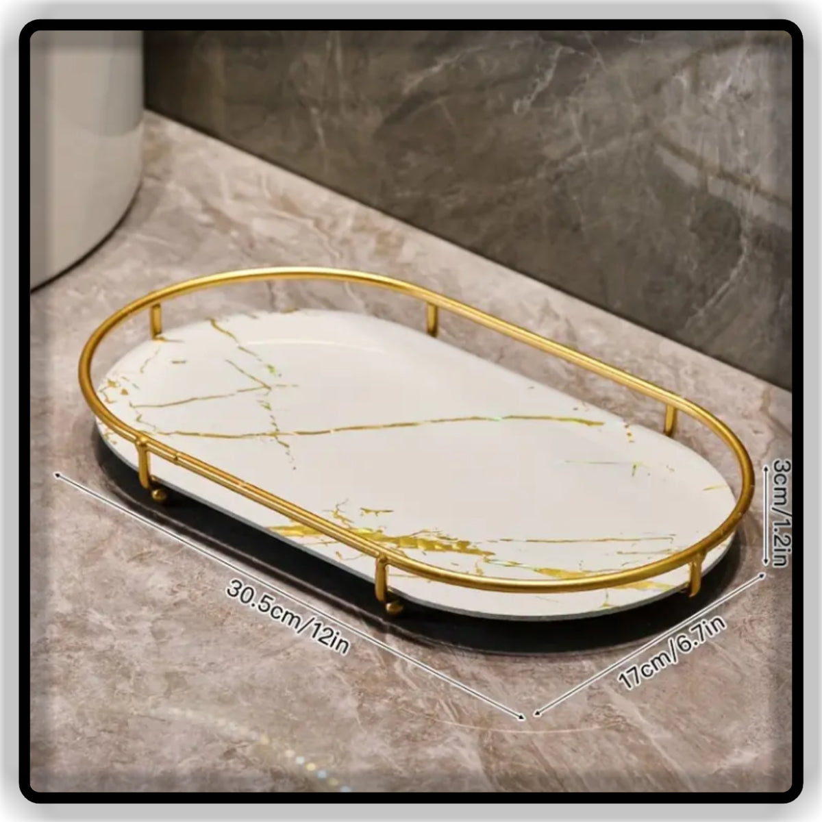 Luxury Oval Makeup Organizer & Perfume Tray - 1-Tier Vanity Tray & 2-Tier Bathroom Skincare Rack