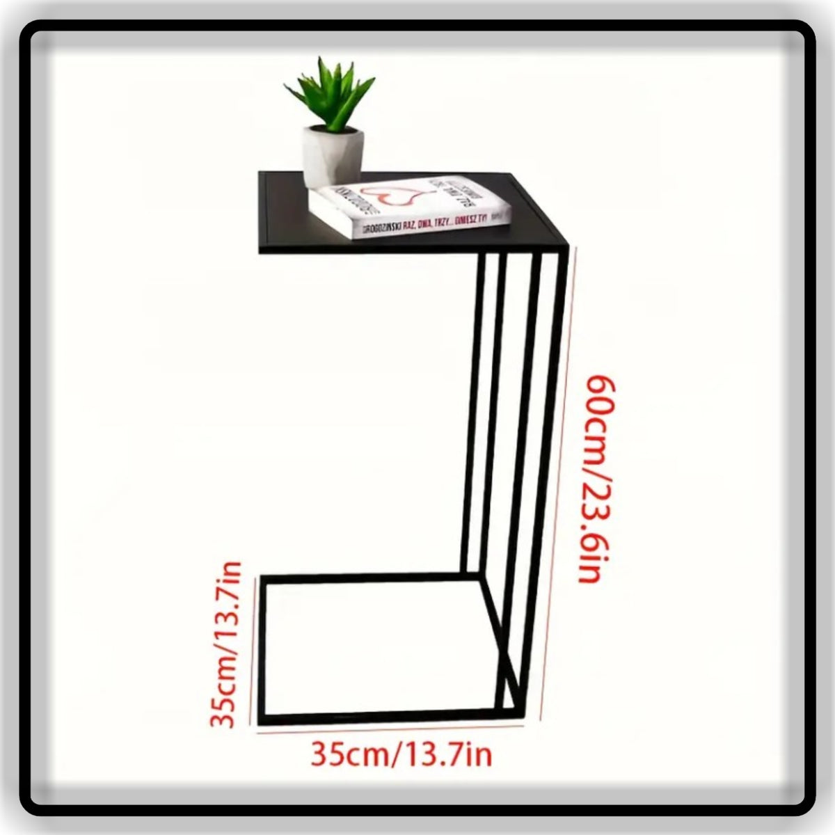 Black C-Shape Side Table | Modern Sofa & Bedside Coffee Table