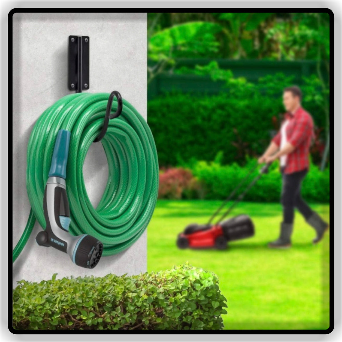 Heavy Duty Wall Mounted Garden Hose Holder - Heavy Iron Water Pipe Hanger & Organizer Rack
