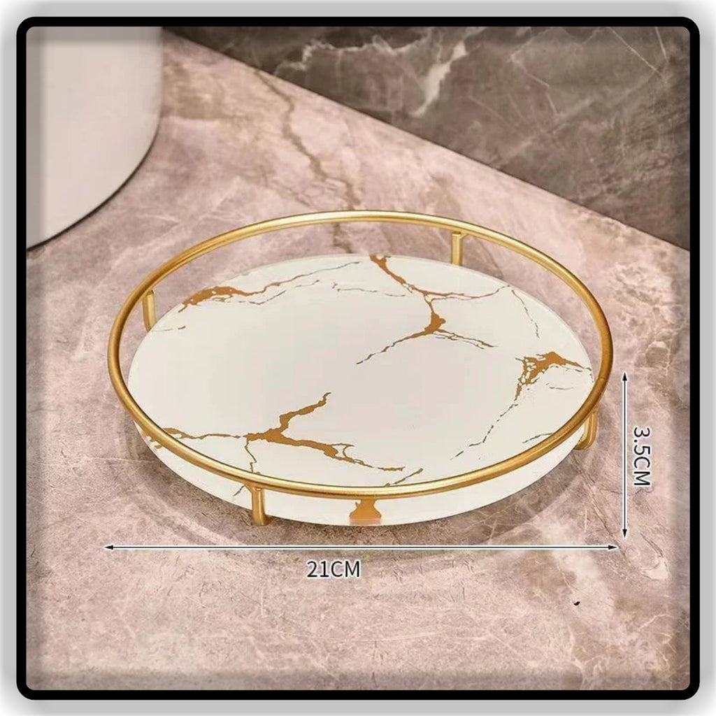 Round Shape 1 and 2-Tier Storage Vanity Tray for Bathroom & Dressing Table Organizer
