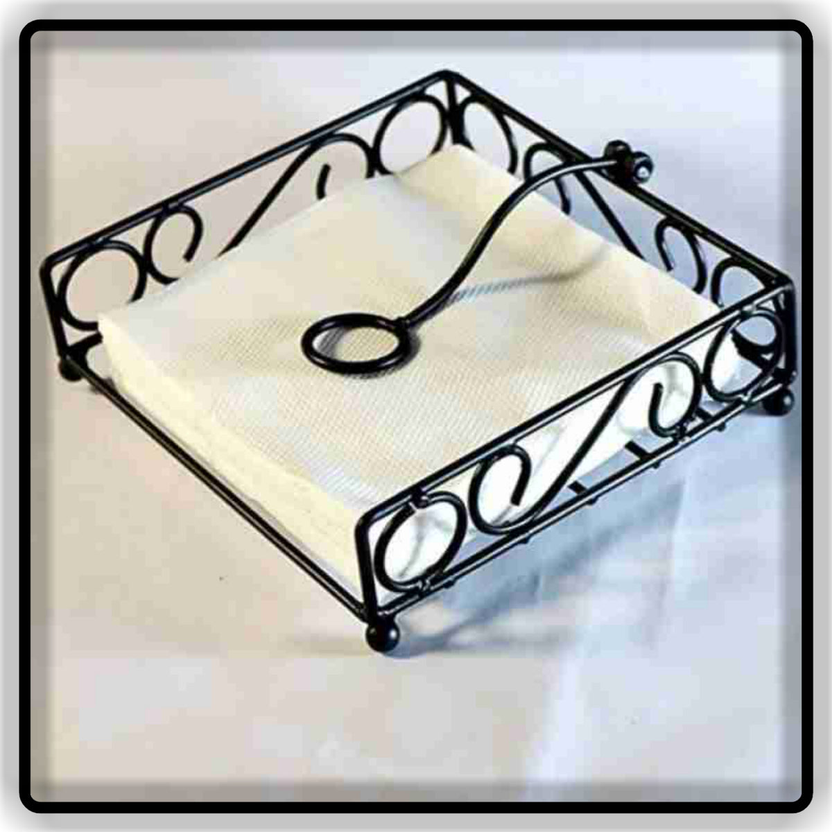 Decorative Metal Tissue Holder Stand – Elegant Black & Gold Design for Home & Office