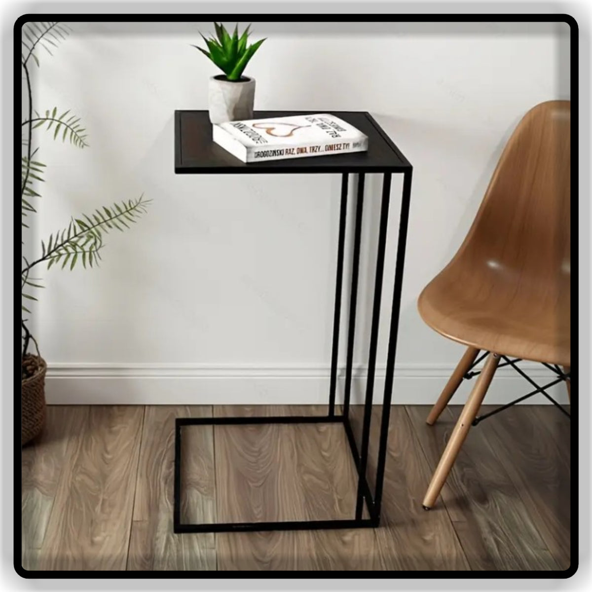Black C-Shape Side Table | Modern Sofa & Bedside Coffee Table