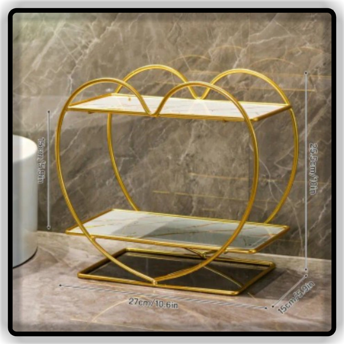 Beautiful Design Heart ❤️💕 Shape Makeup Organizer Black and Gold