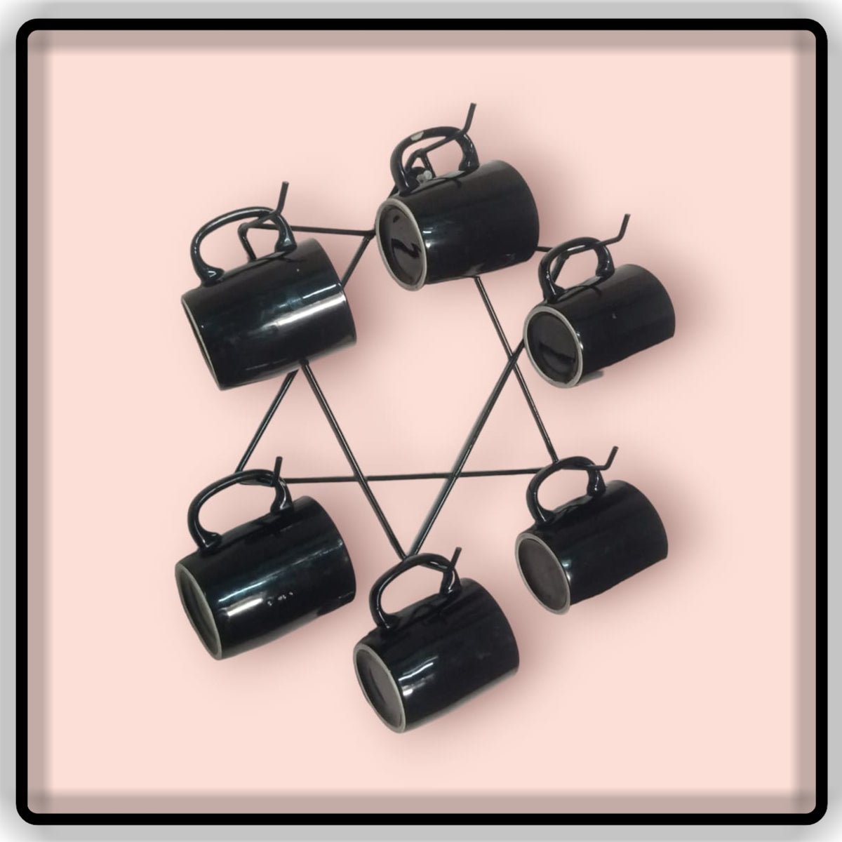 Premium Iron 6-Cup Mug Holder Stand Black