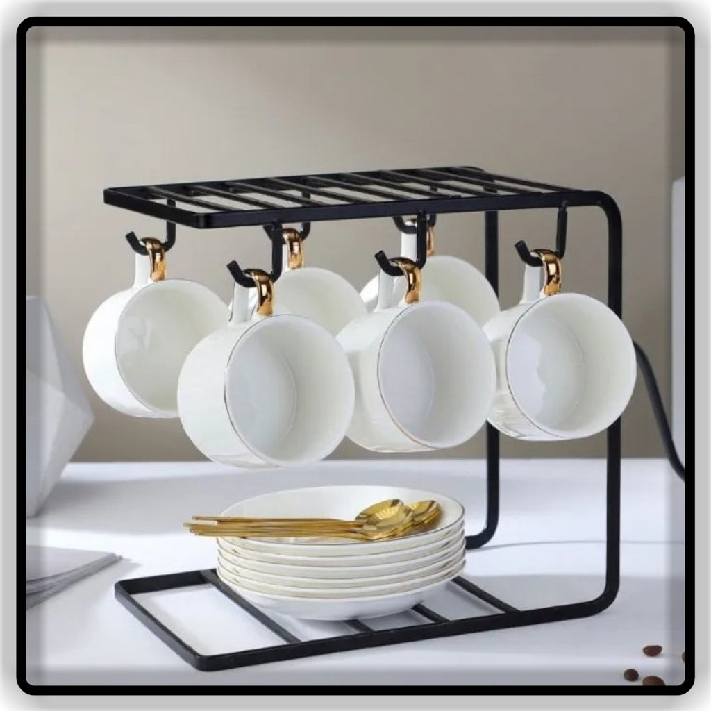 Iron Coffee Mug Holder Stand with Cup Hooks l