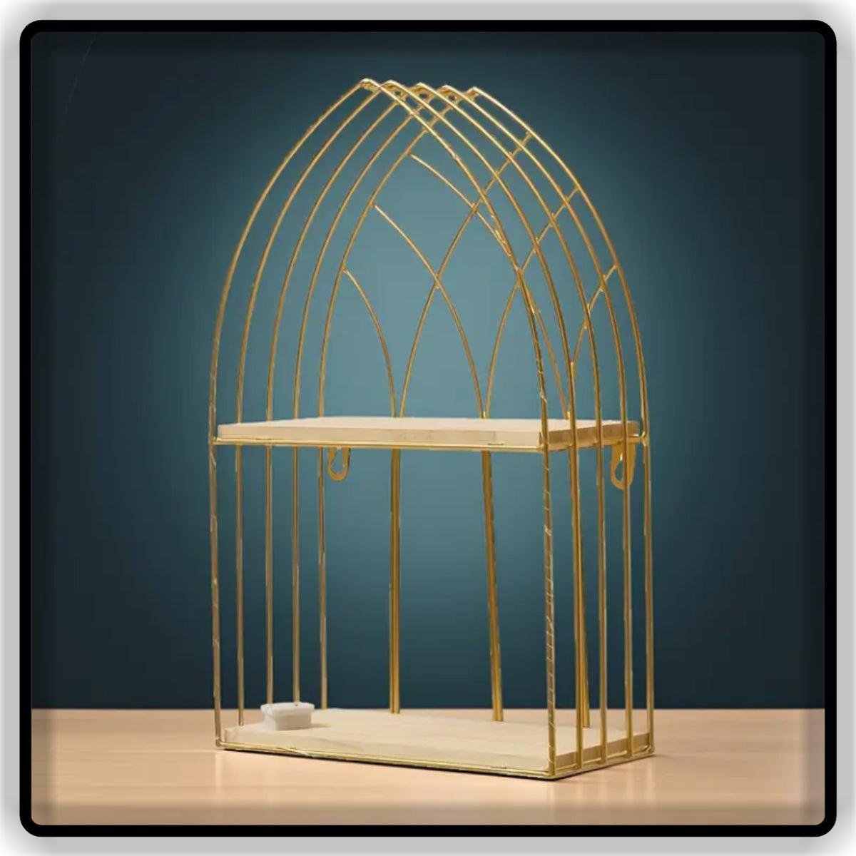 Elegant Gold Metal Tabletop Organizer Stand | Single & Double Tier | Wooden, Black & White Base
