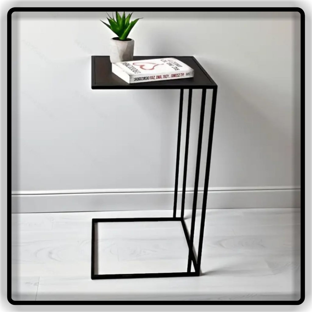 Black C-Shape Side Table | Modern Sofa & Bedside Coffee Table