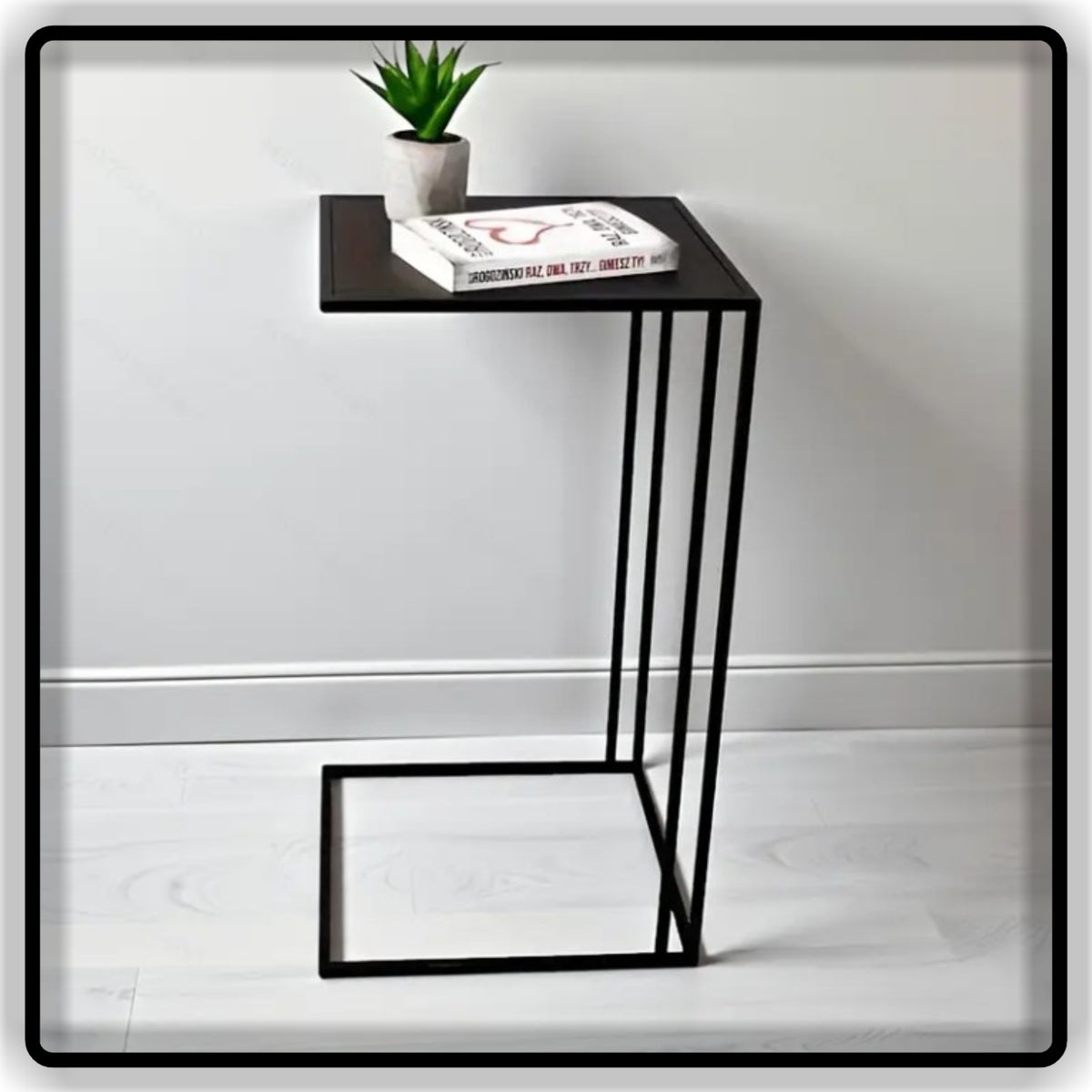 Black C-Shape Side Table | Modern Sofa & Bedside Coffee Table