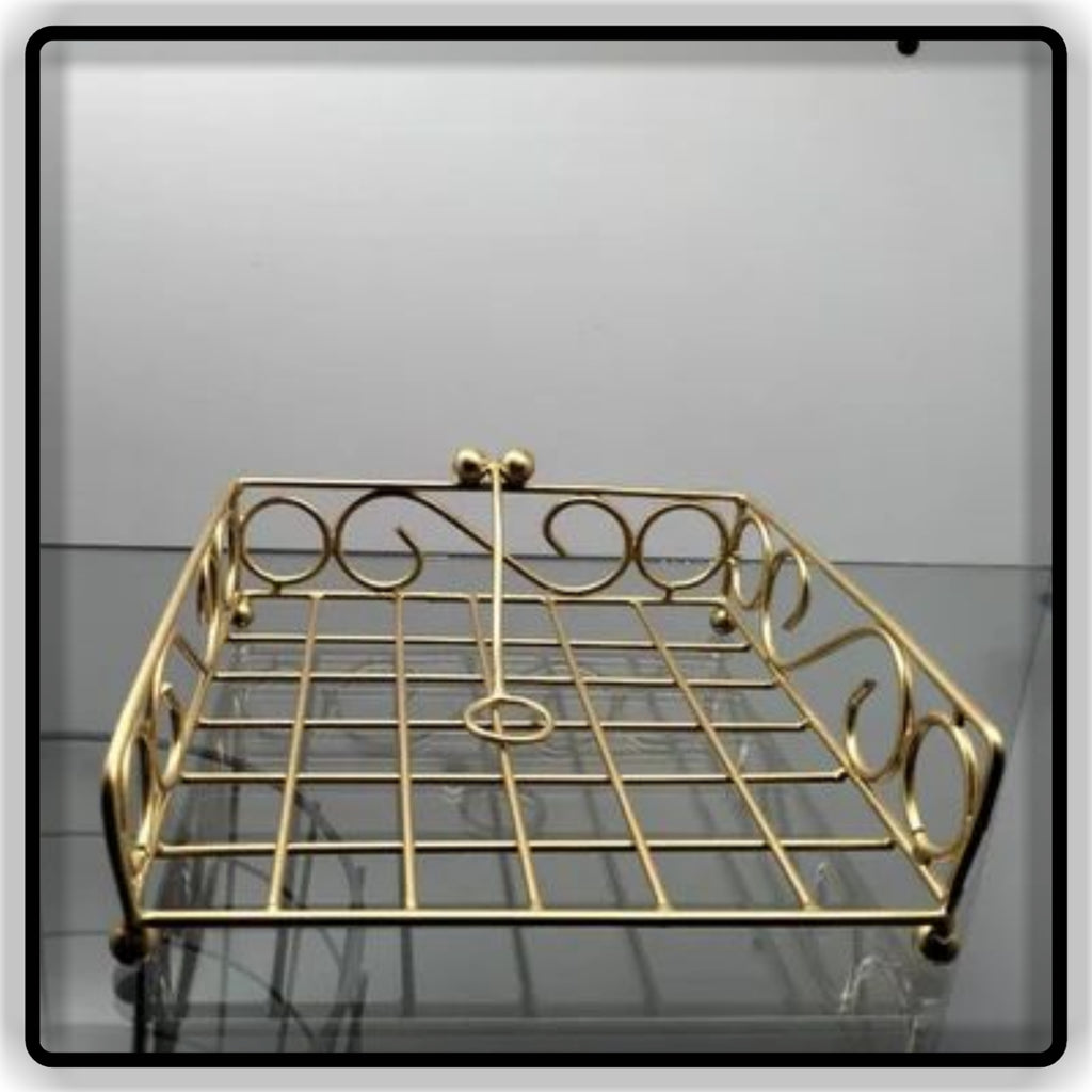 Decorative Metal Tissue Holder Stand – Elegant Black & Gold Design for Home & Office