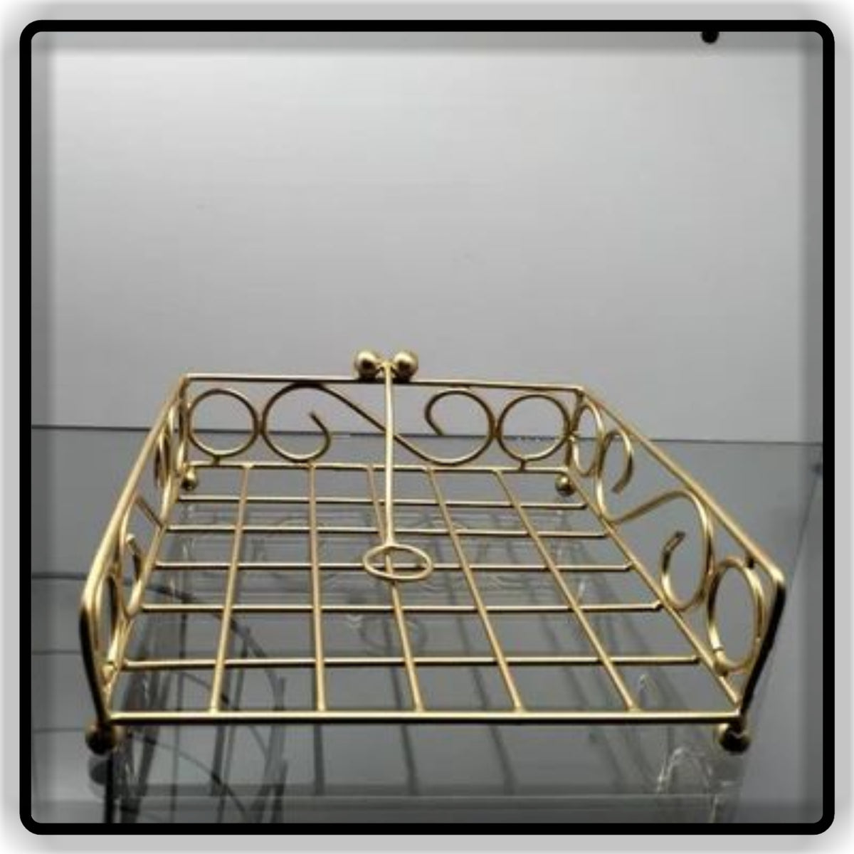 Decorative Metal Tissue Holder Stand – Elegant Black & Gold Design for Home & Office