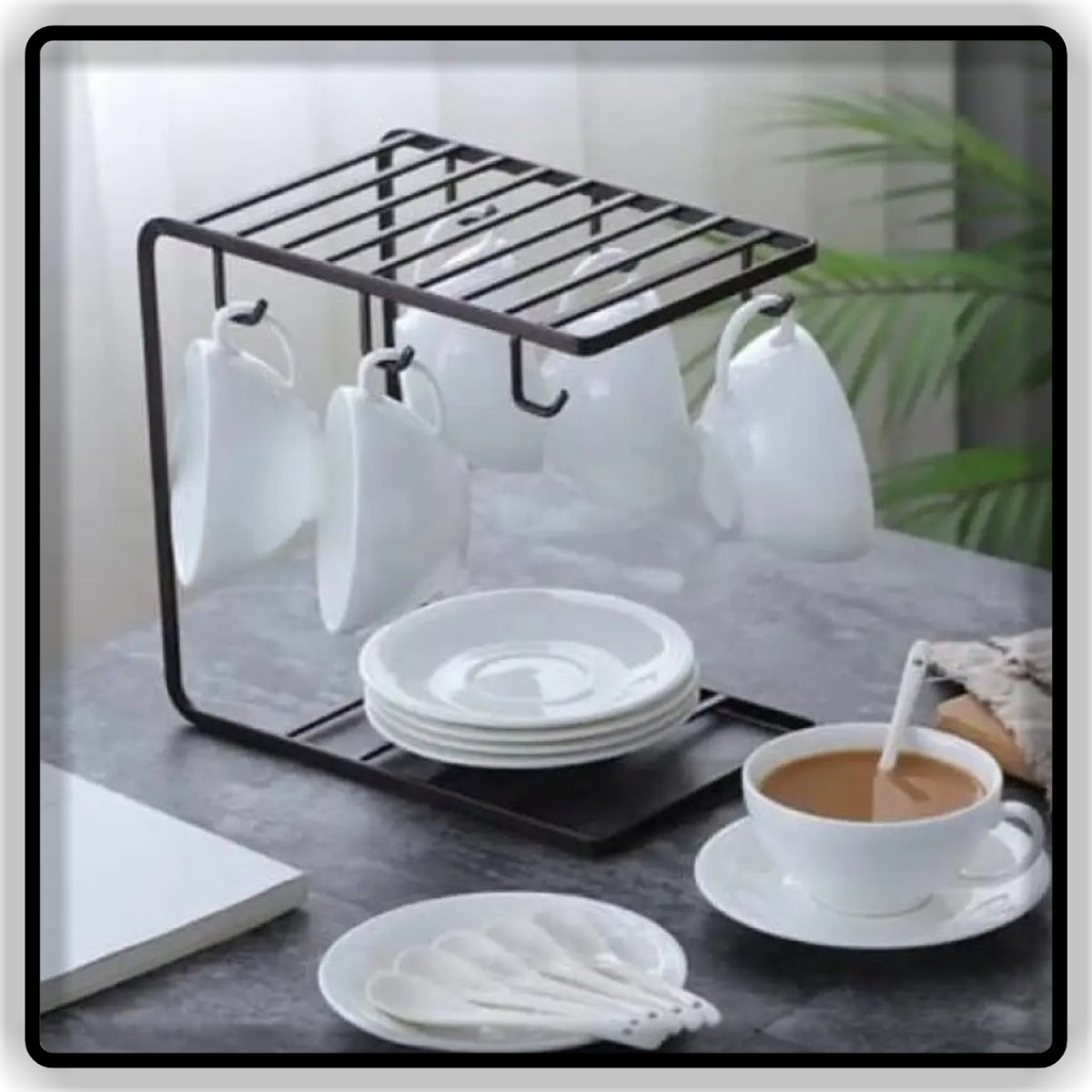 Iron Coffee Mug Holder Stand with Cup Hooks l