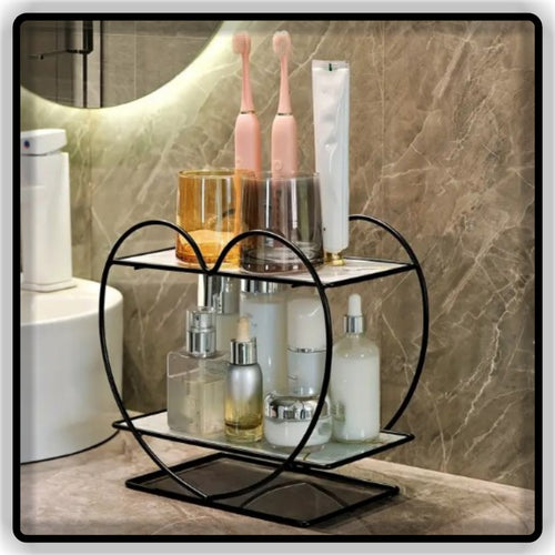 Beautiful Design Heart ❤️💕 Shape Makeup Organizer Black and Gold