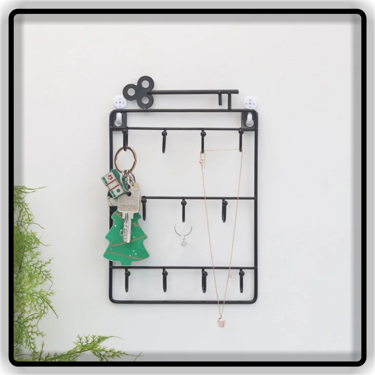Wall Mounted Key Holder & Key Organizer | Metal Key Rack with Multiple Hooks