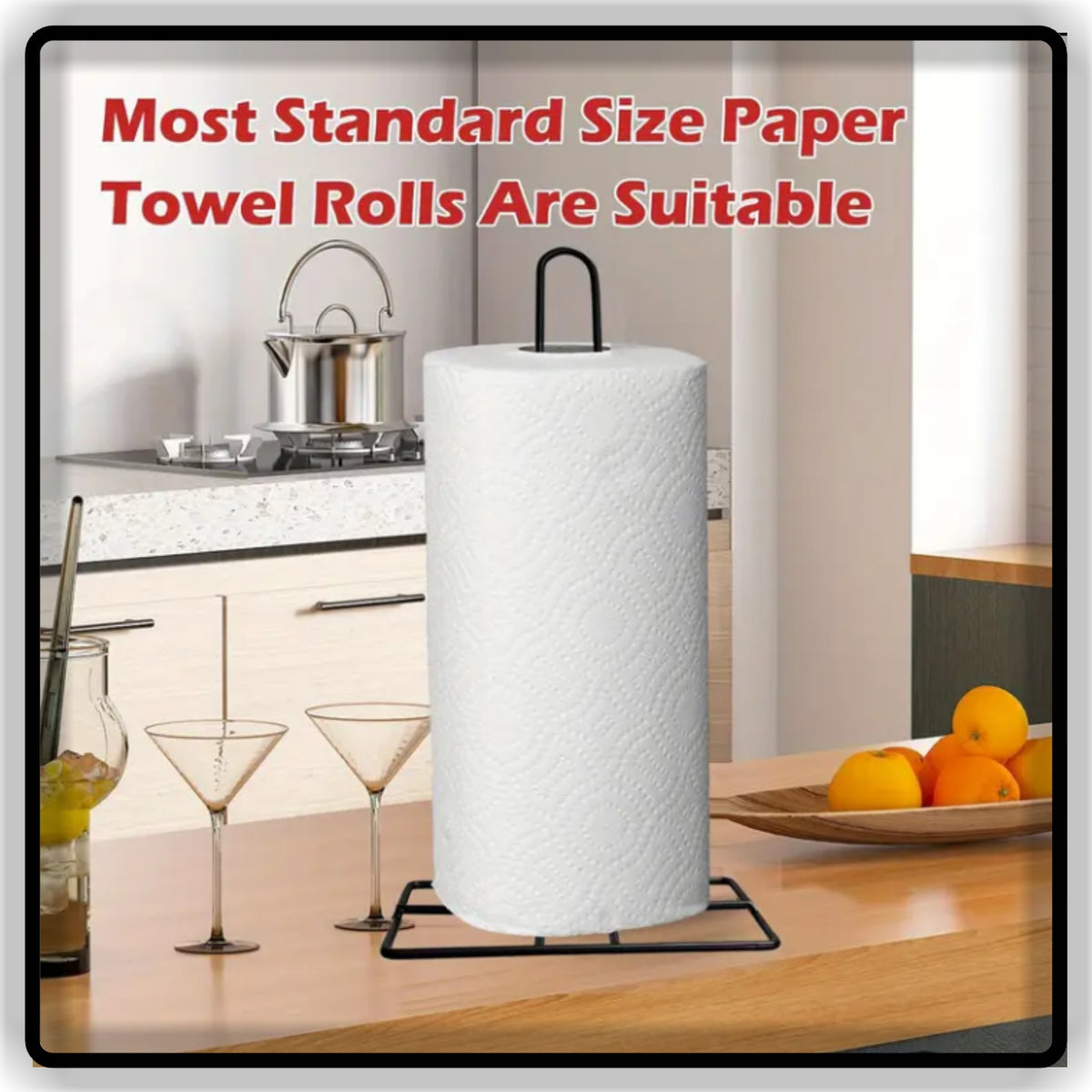 Premium Iron Kitchen Paper Towel Holder Stand