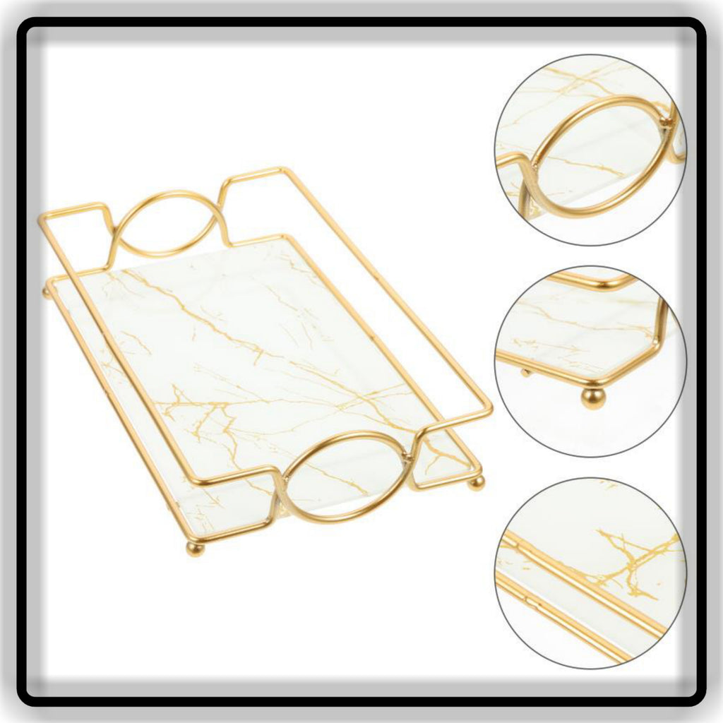 Black & Gold Makeup Organizer Shelf | Double Vanity Tray & Cosmetic Storage Rack