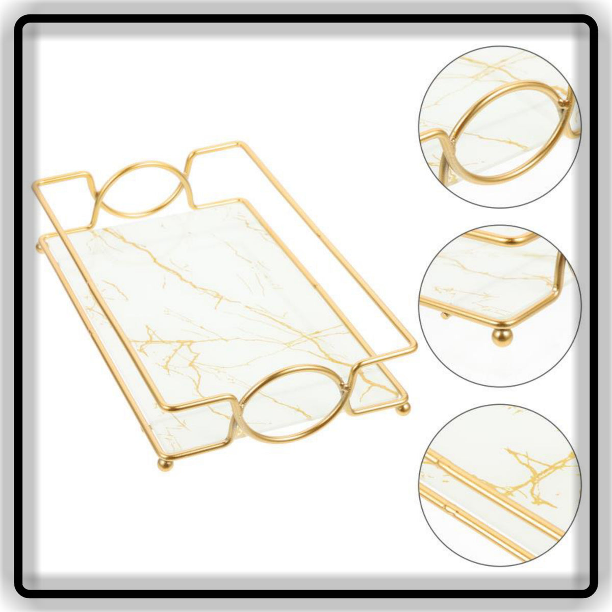 Black & Gold Makeup Organizer Shelf | Double Vanity Tray & Cosmetic Storage Rack