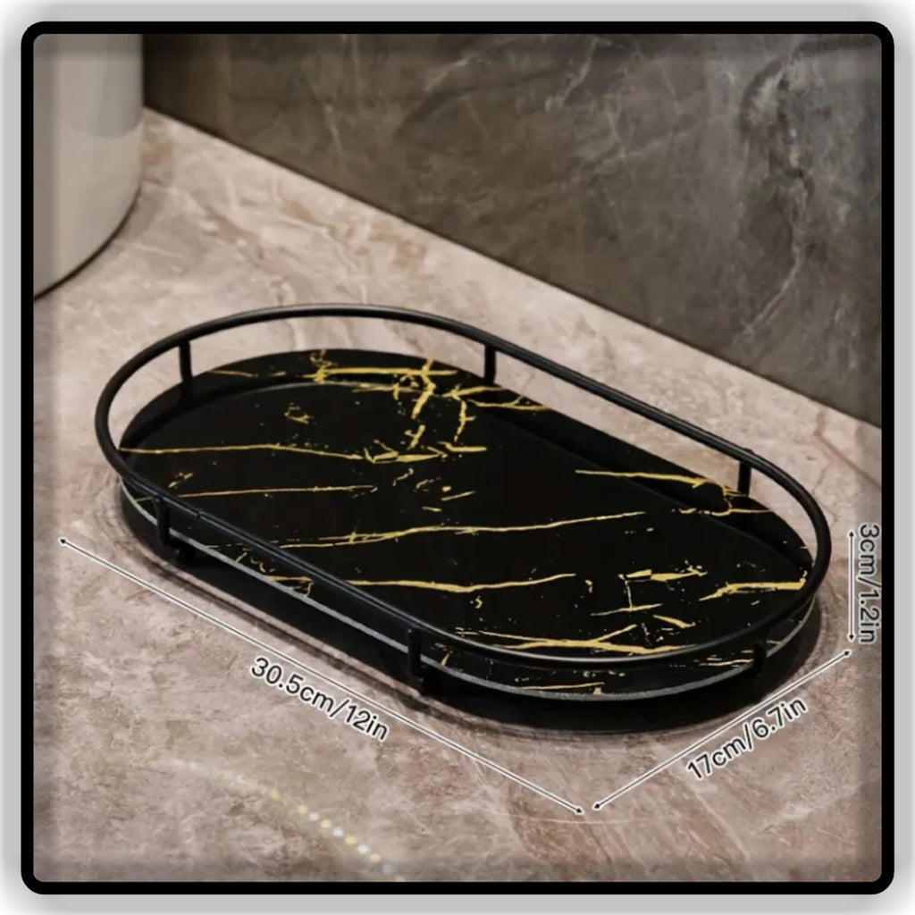 Luxury Oval Makeup Organizer & Perfume Tray - 1-Tier Vanity Tray & 2-Tier Bathroom Skincare Rack