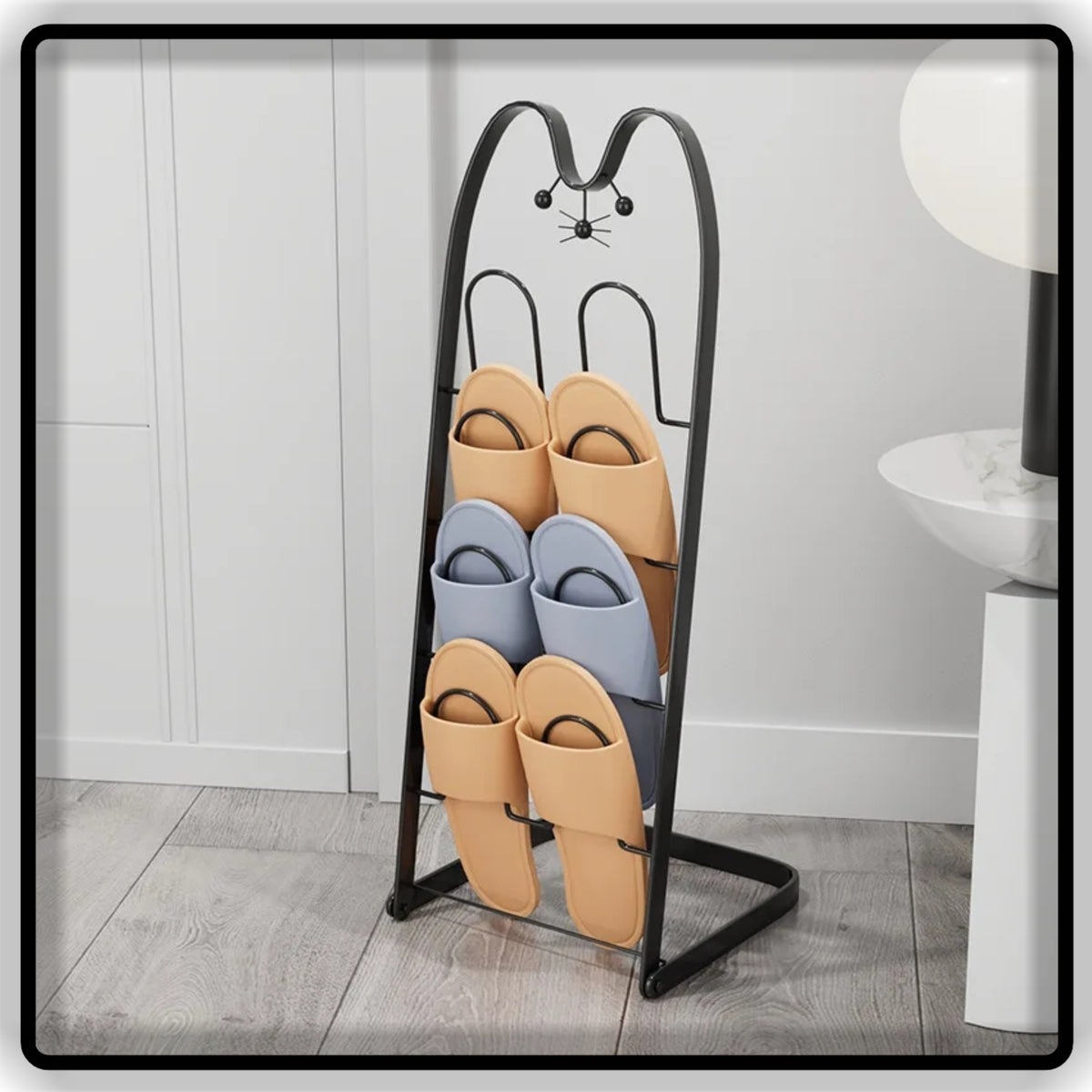 3-Tier Shoe Organizer Black, Gold and White