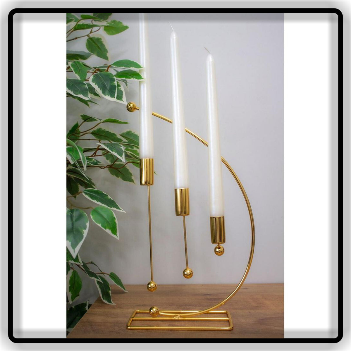 Modern Minimalist Metal Arc Candle Holder Black & Gold