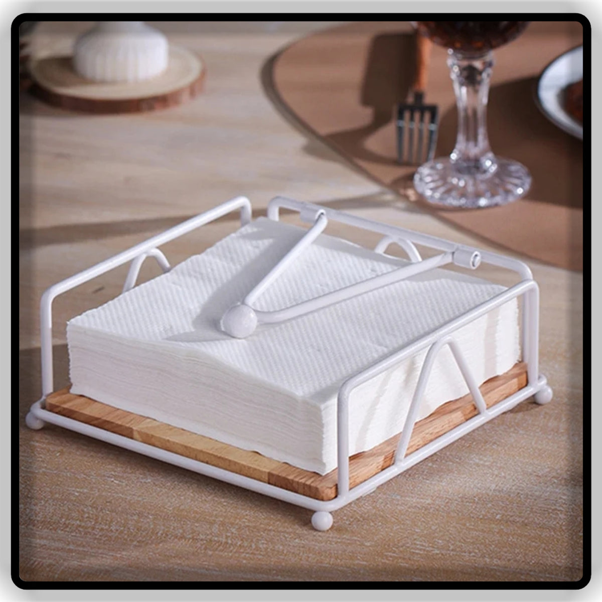 Tissue Holder Stand Black, Gold and White