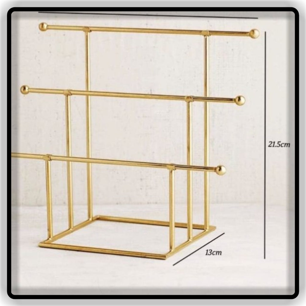 Gold Metal Jewelry Organizer & 3-Tier Jewelry Display Stand
