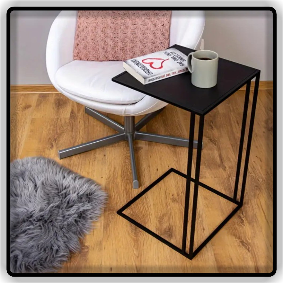Black C-Shape Side Table | Modern Sofa & Bedside Coffee Table
