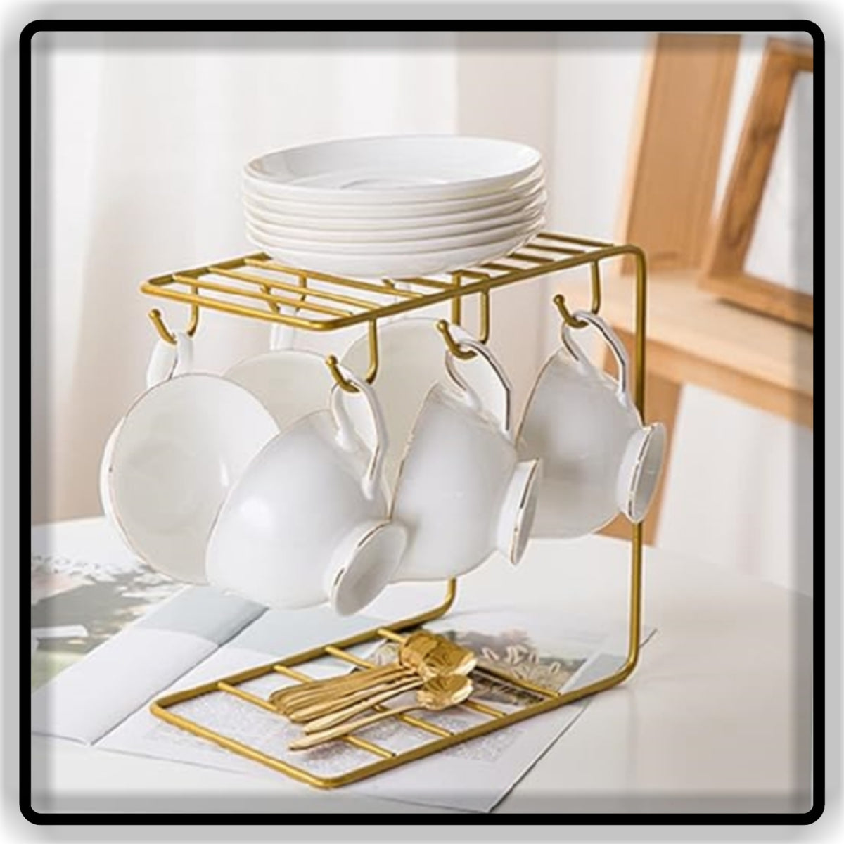 Iron Coffee Mug Holder Stand with Cup Hooks l