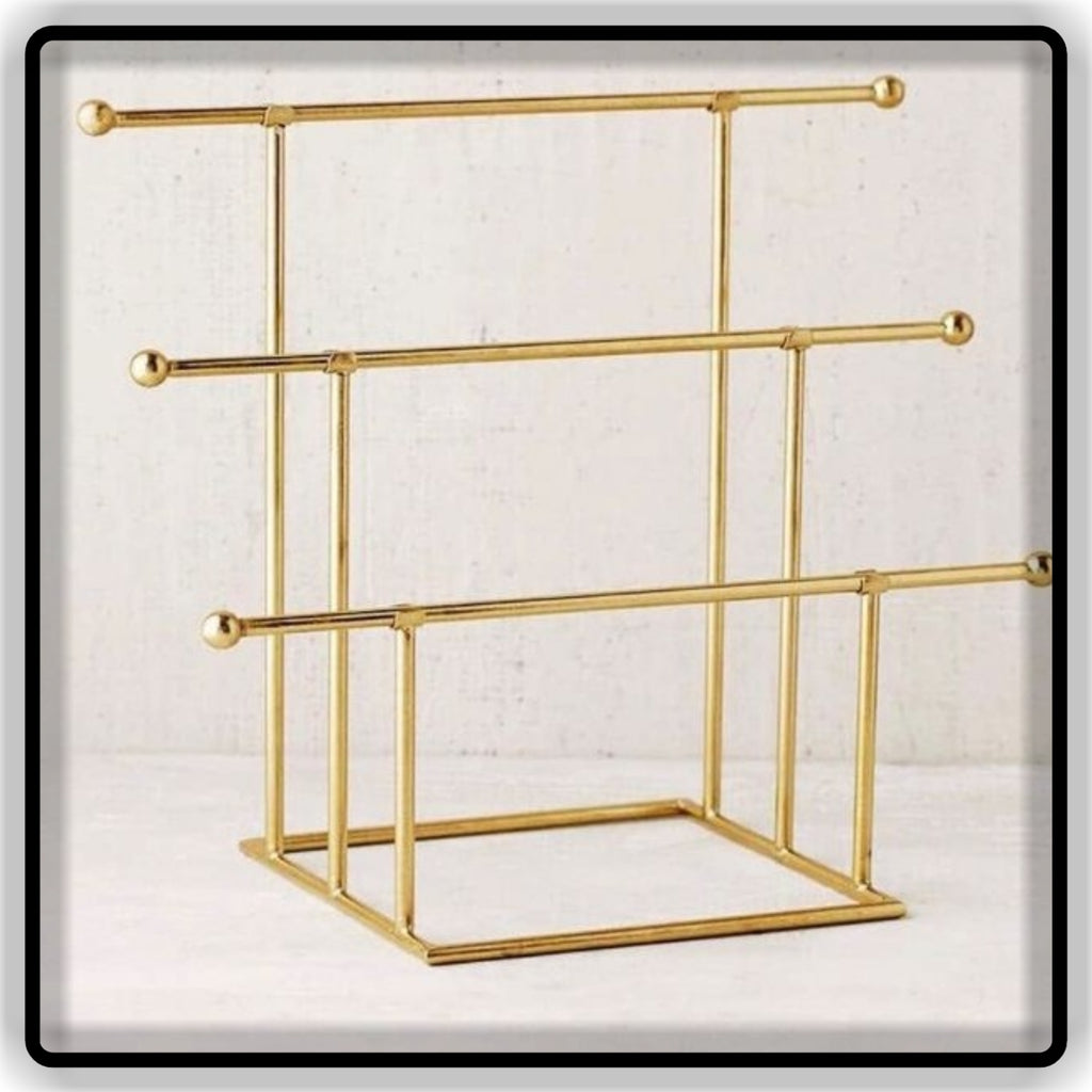 Gold Metal Jewelry Organizer & 3-Tier Jewelry Display Stand