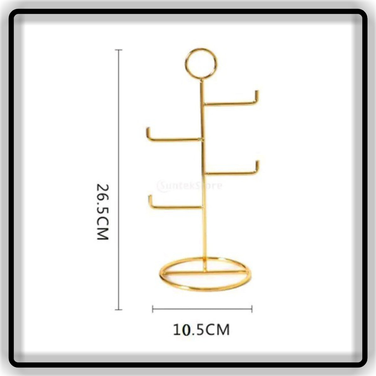 Tangle-Free Jewelry Organizer Stand – Golden Metal Multi-Tier Earring & Chain Holder