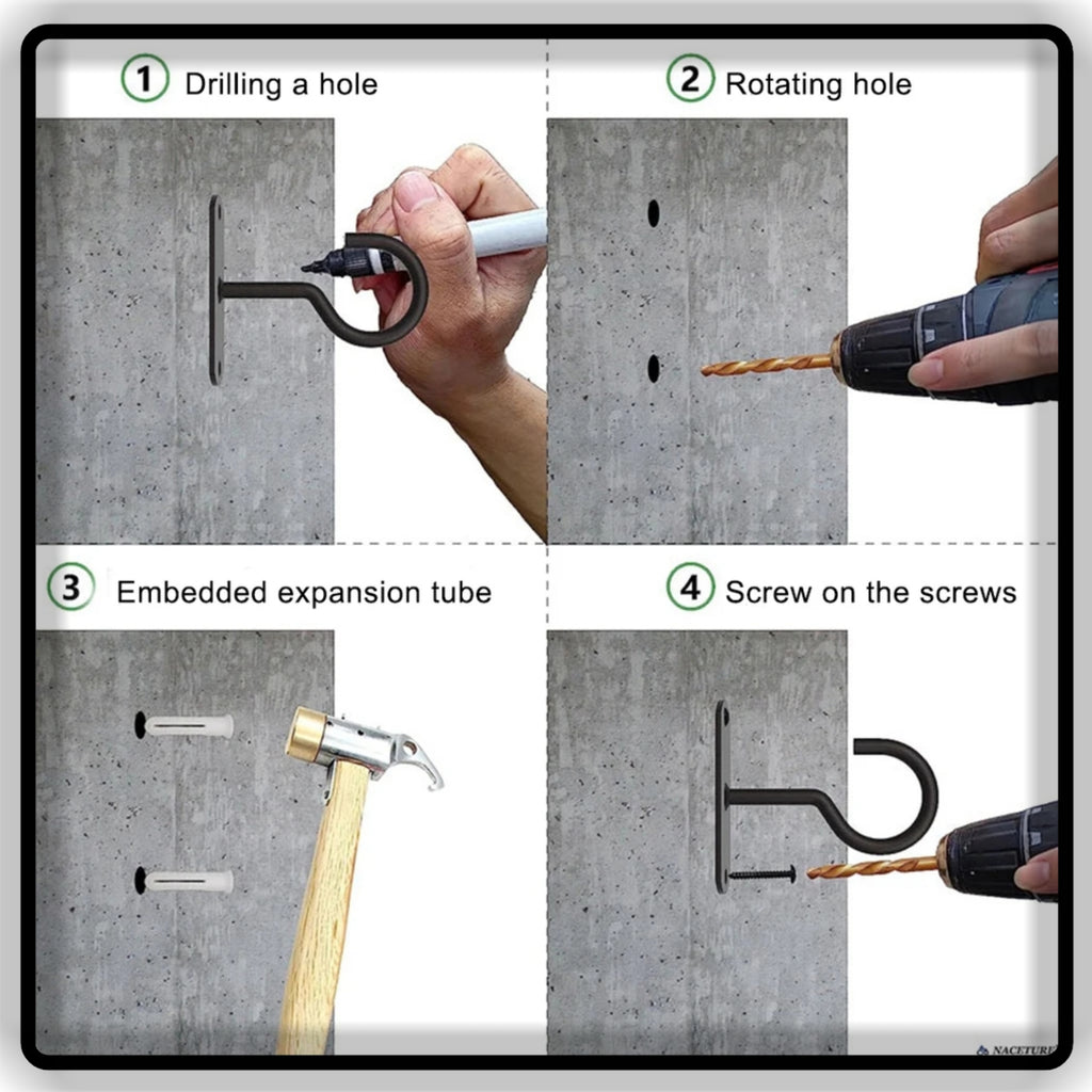 4pcs Heavy Duty Iron Wall Mounted Utility Hook