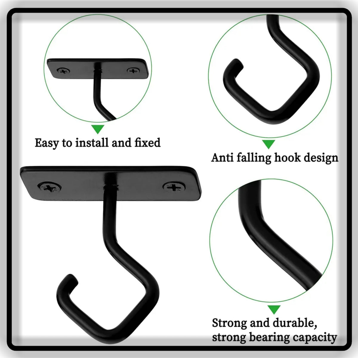 4pcs Heavy Duty Iron Wall Mounted Utility Hook