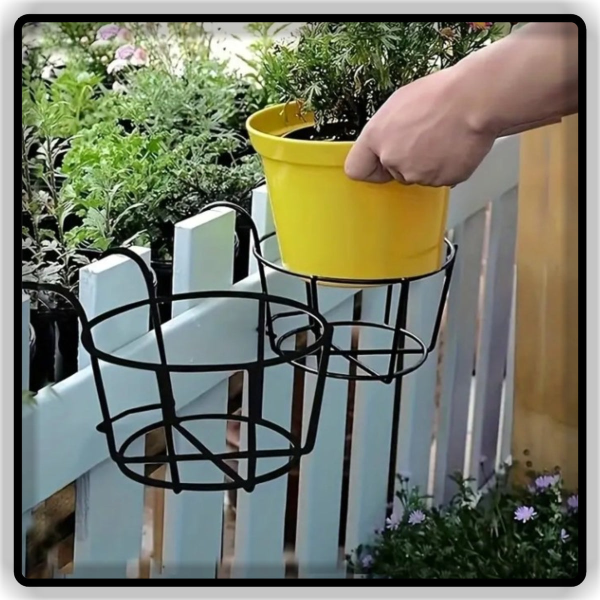Balcony & Fence Planter Stand Black