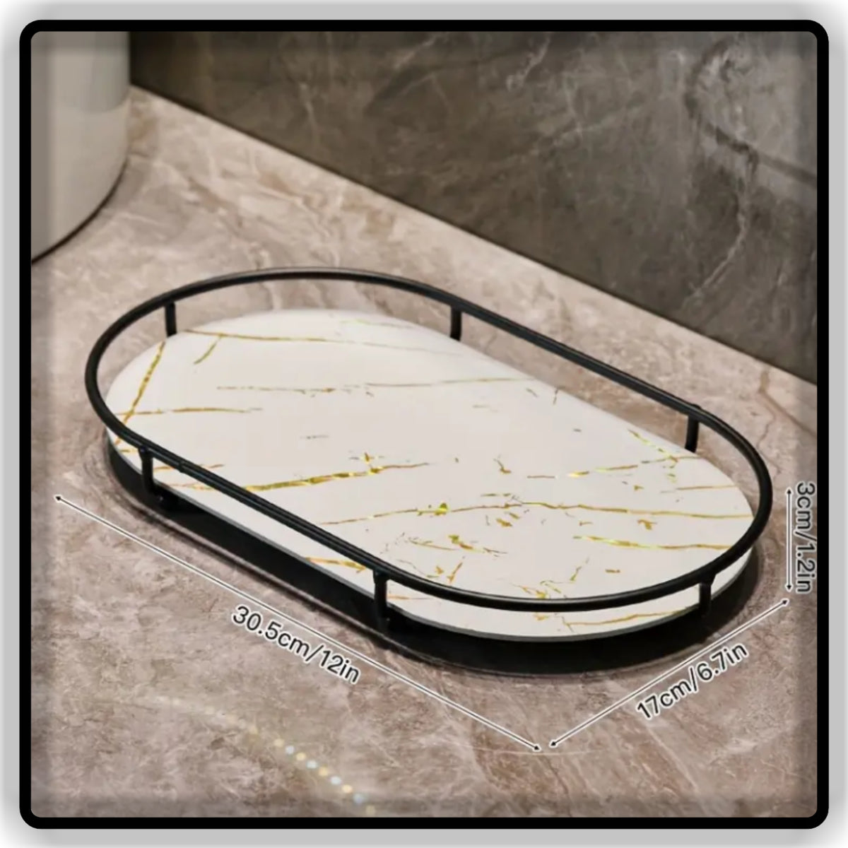 Luxury Oval Makeup Organizer & Perfume Tray - 1-Tier Vanity Tray & 2-Tier Bathroom Skincare Rack