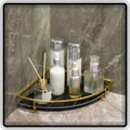 Luxury 2-Tier Corner Vanity Organizer - Gold Metal Skincare & Bathroom Counter Storage Shelf