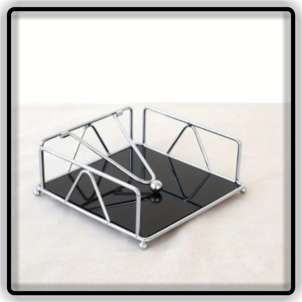 Tissue Holder Stand Black, Gold and White