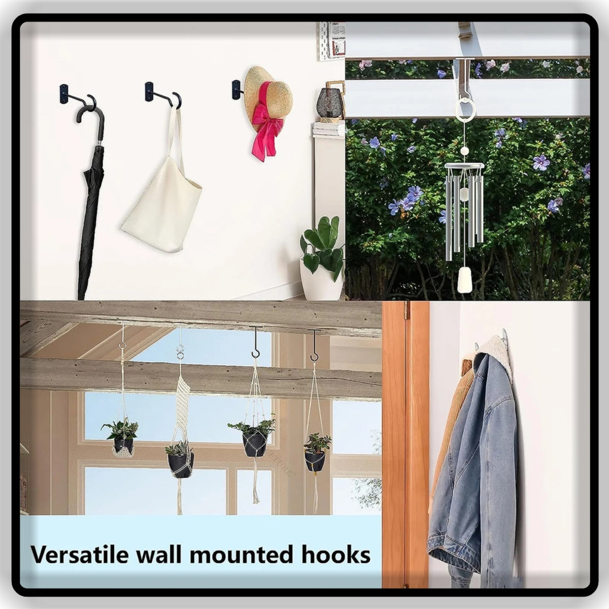 4pcs Heavy Duty Iron Wall Mounted Utility Hook