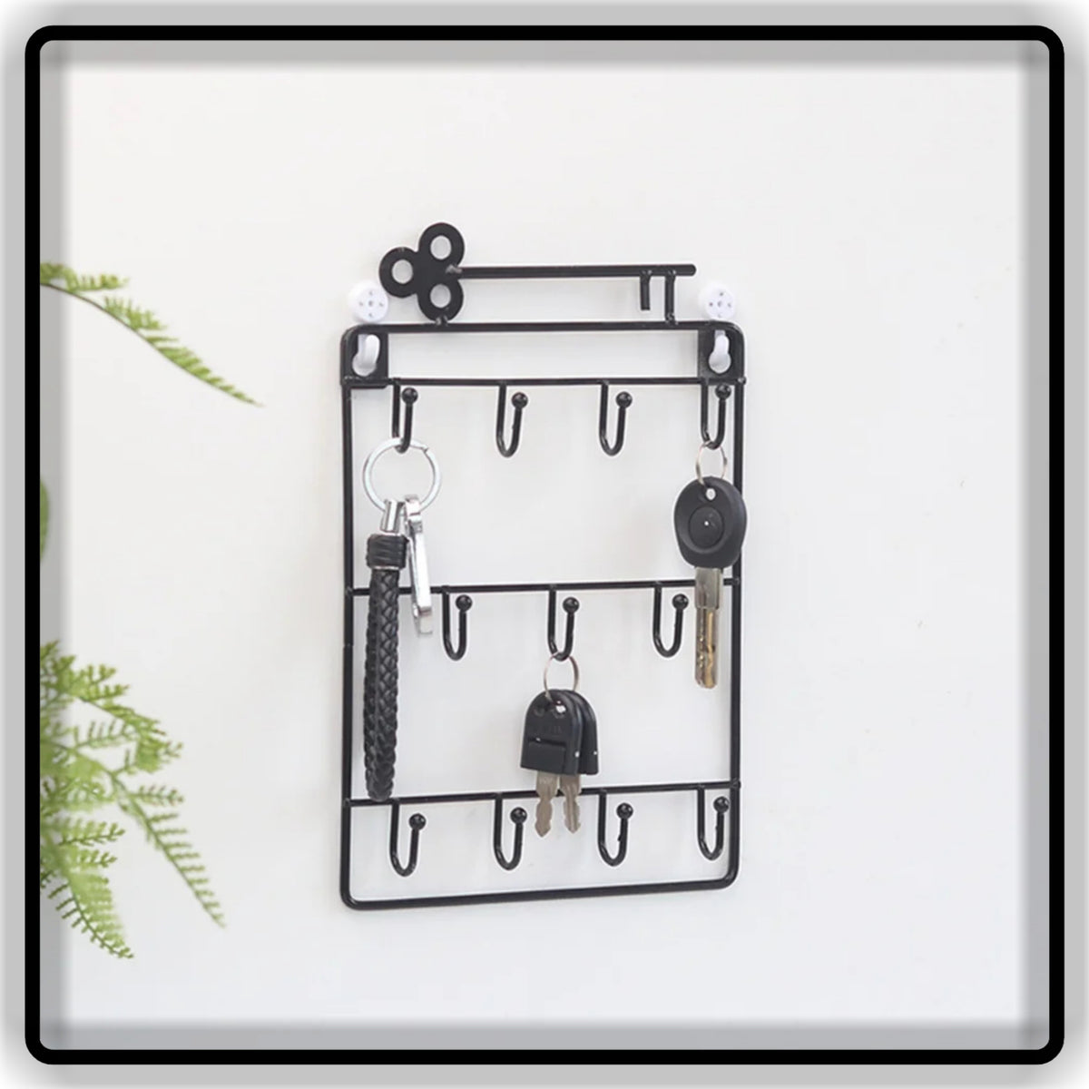 Wall Mounted Key Holder & Key Organizer | Metal Key Rack with Multiple Hooks