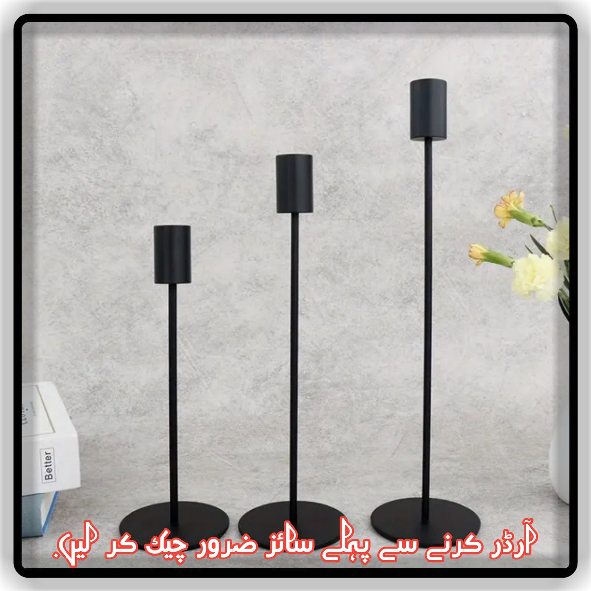 3 in 1 Candle Holder Stand for home office and dinning table decoration Black and Gold Color