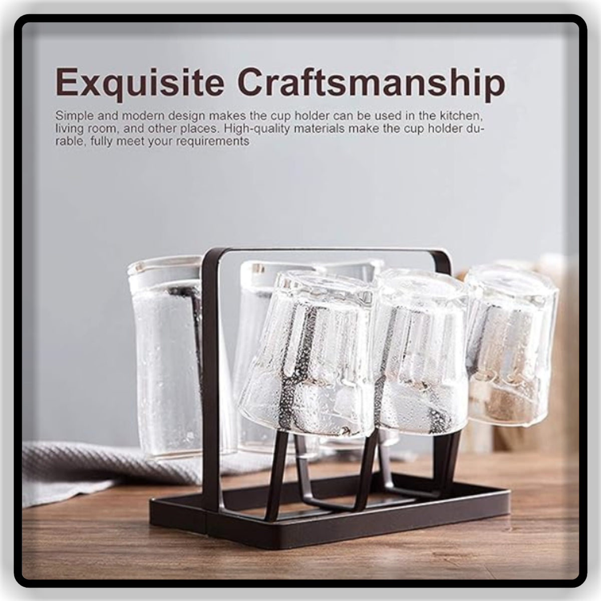Black Metal Cup & Glass Holder Stand