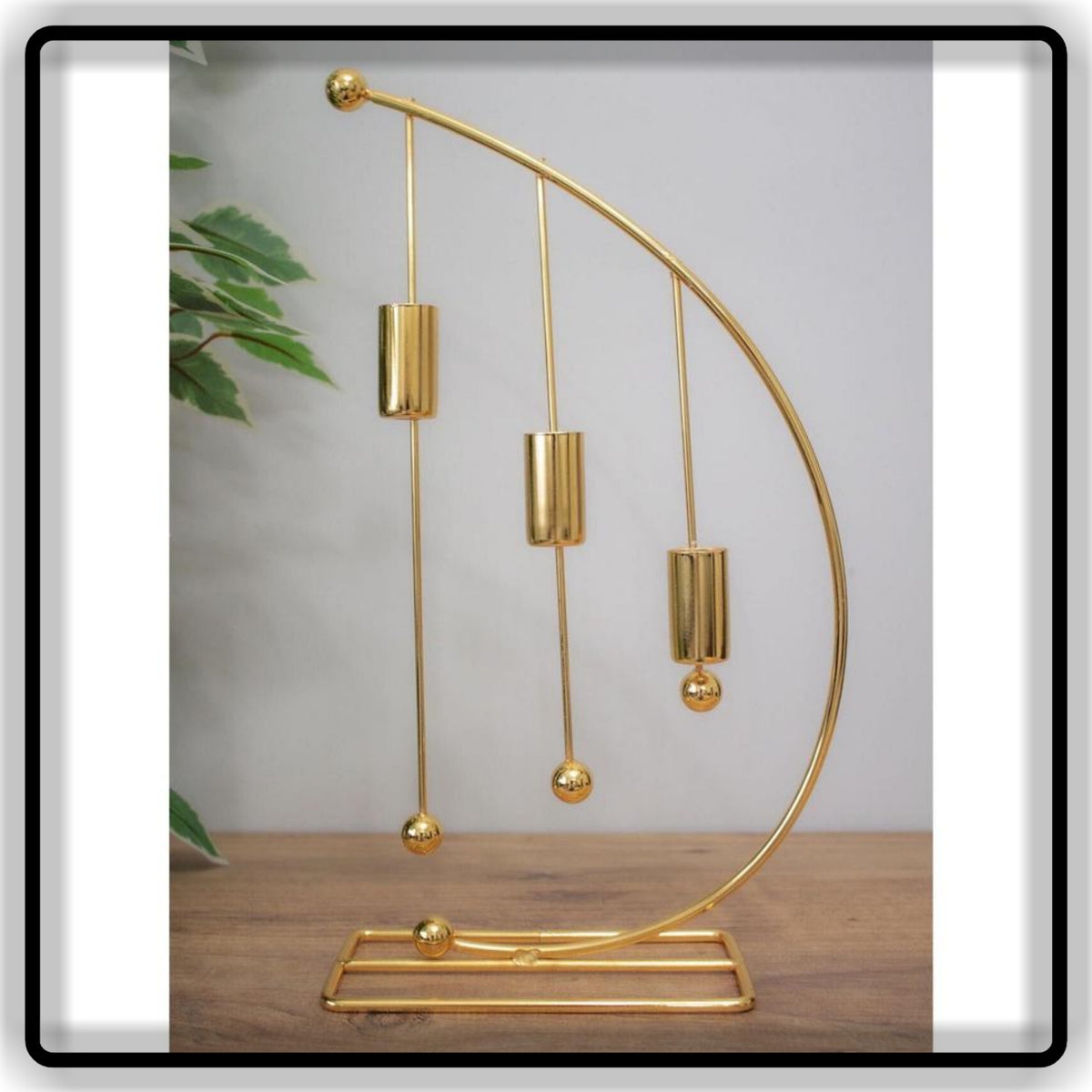 Modern Minimalist Metal Arc Candle Holder Black & Gold