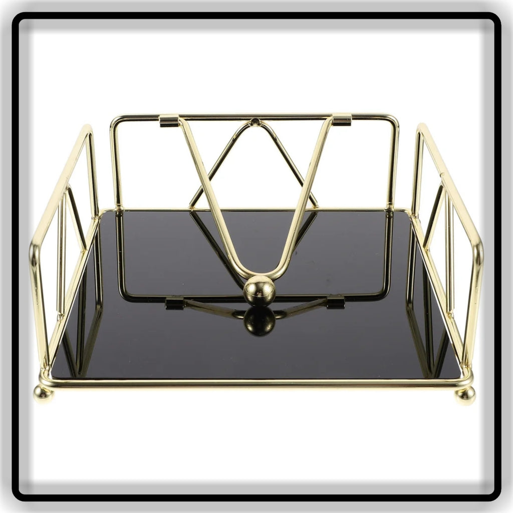 Tissue Holder Stand Black, Gold and White