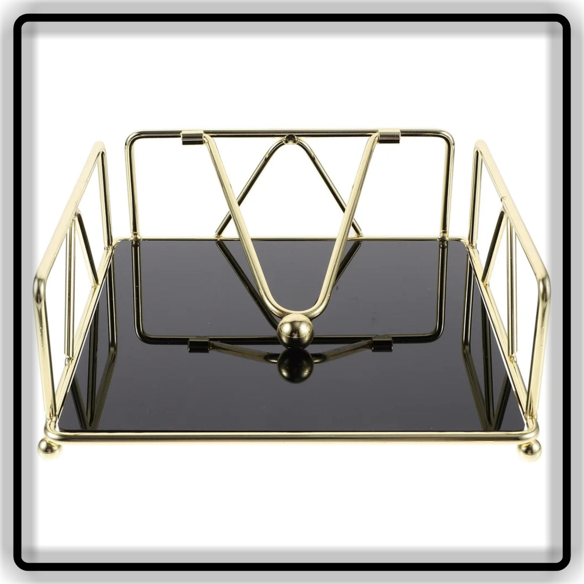 Tissue Holder Stand Black, Gold and White
